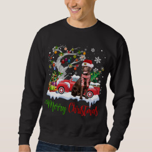Red Truck Merry Christmas Tree Chocolate Labrador Sweatshirt