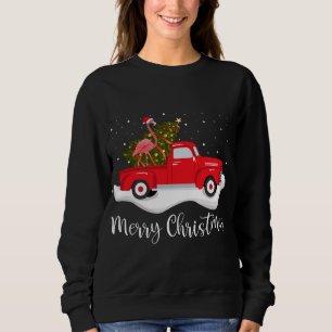 Red Truck Merry Christmas Tree Flamingo Christmas Sweatshirt