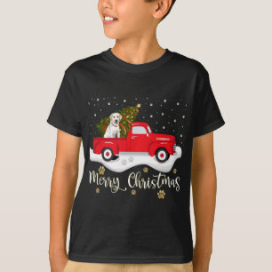 Red Truck Merry Christmas Tree Labrador Retriever  T-Shirt