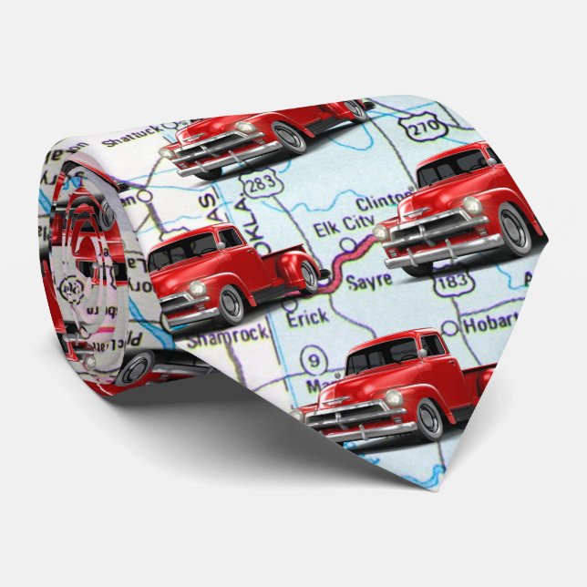 Red Truck On Map Tie (Rolled)
