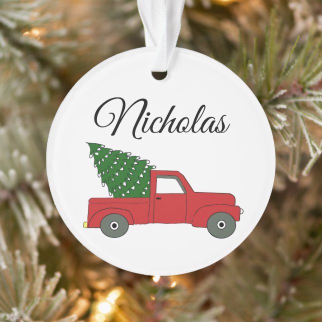 "Red Truck" Personalized  Ornament (Tree)
