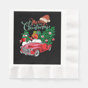 Red Truck Pickup Christmas Tree Merry Christmas Sn Napkin