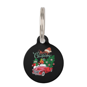 Red Truck Pickup Christmas Tree Merry Christmas Sn Pet Tag