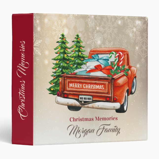 Red Truck Pine Tree Christmas Binder (Front/Spine)