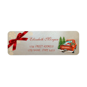 Red Truck Pine Tree Christmas Snowflakes,Bow
