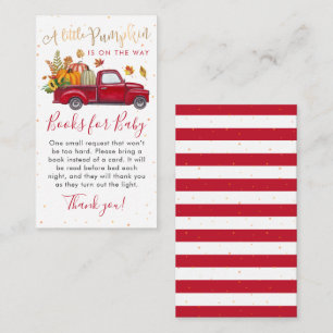 Red Truck Pumpkin Baby Shower Books for Baby Enclosure Card