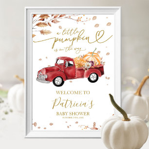 Red Truck Pumpkin Baby Shower Welcome Sign