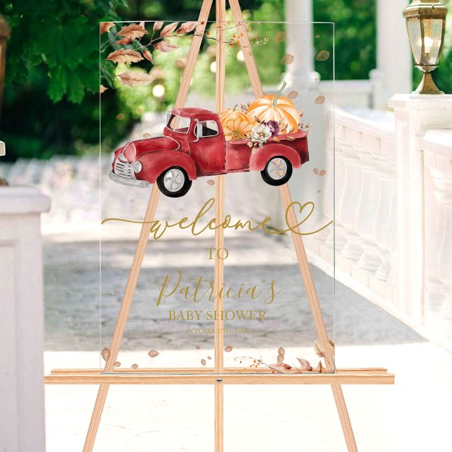 Red Truck Pumpkin Baby Shower Welcome Sign (Creator Uploaded)