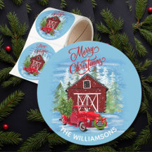Red Truck Snow Barn Christmas Scene Name 