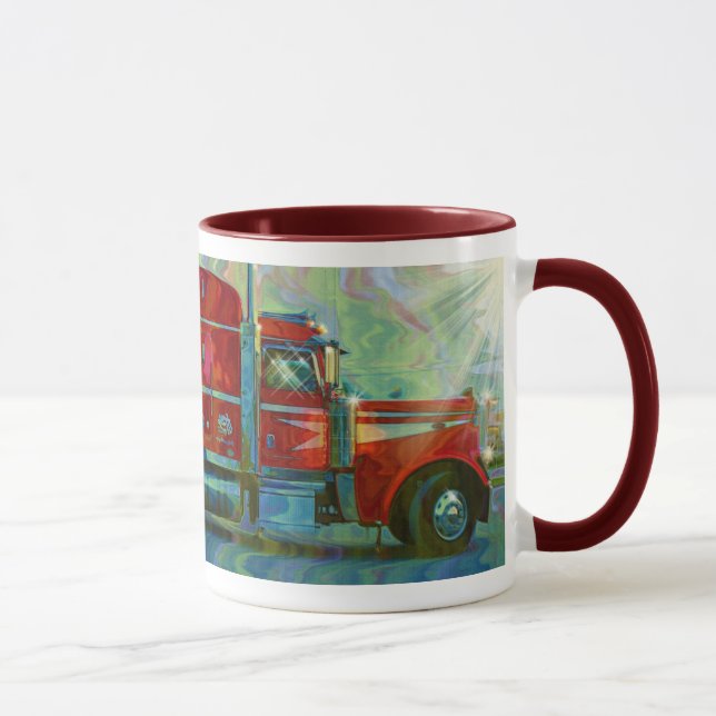 RED TRUCK TRUCKERS BIG RIG COFFEE MUG (Right)