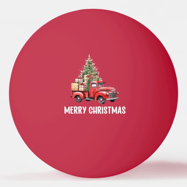 Red truck with Christmas Tree for Ping pong player Ping Pong Ball (Front)