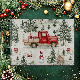 Red Truck with Gifts and Snowman Cutting Board