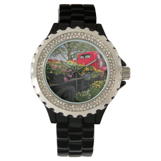 Red Truck with Spring Flowers & Rainbow Watch (Front)
