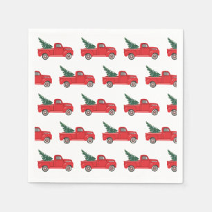 Red Truck with tree Art Painting Napkin