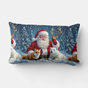 Red Truck with Tree Christmas Throw Pillow