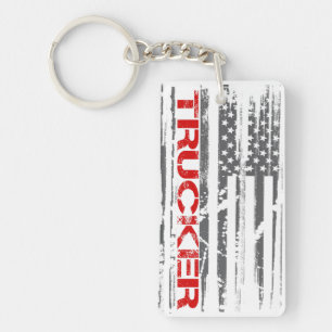 Red Trucker Flag Keychain
