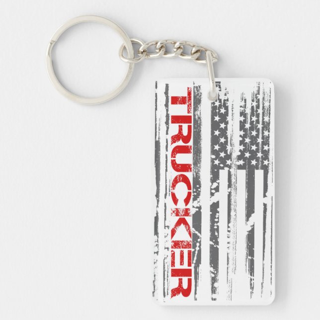 Red Trucker Flag Keychain (Front)