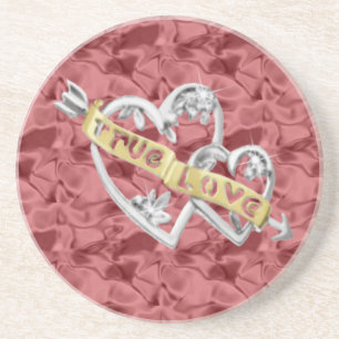 Red True Love Joined Hearts Coaster