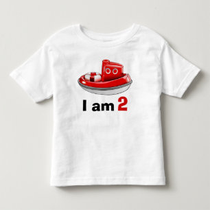 Red Tugboat Birthday Age 2 Toddler T-shirt