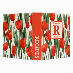 red tuilps personalized recipe binder