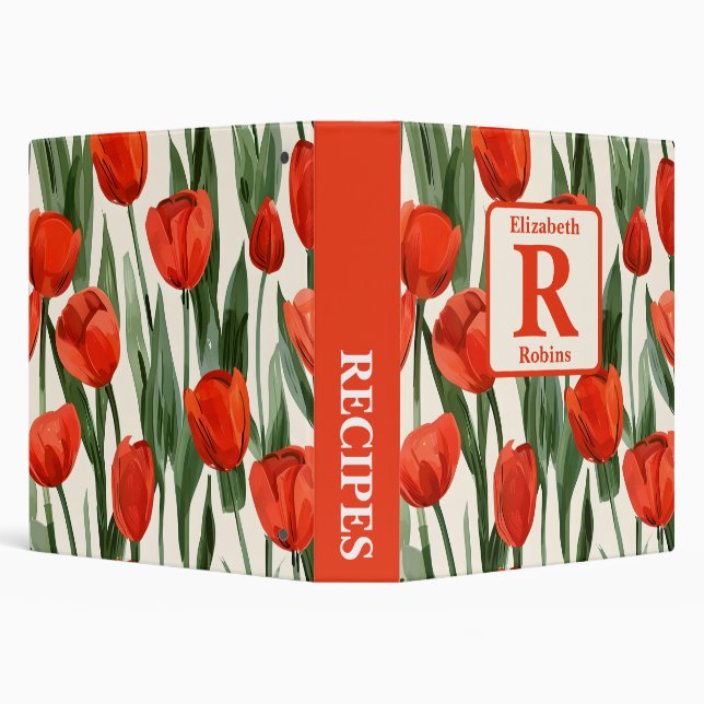 red tuilps personalized recipe binder (Background)