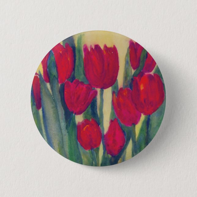 red tulip 2 inch round button (Front)