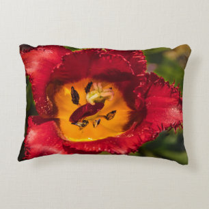 Red tulip accent pillow