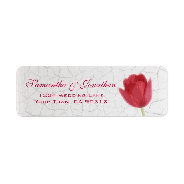Red Tulip and Crackle Paint Custom Return Address (Front)