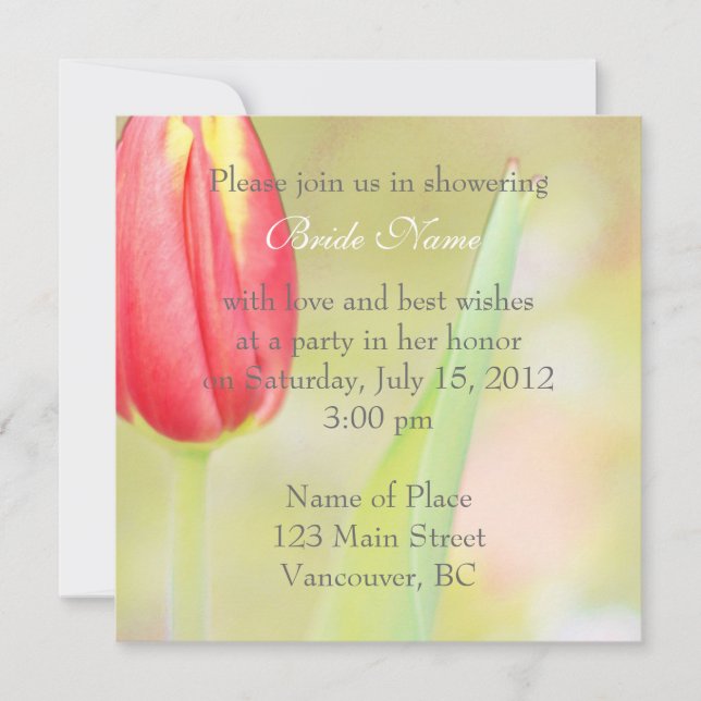 red tulip bridal shower invitations (Front)