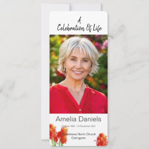 Red Tulip Celebration Of Life Photo Card