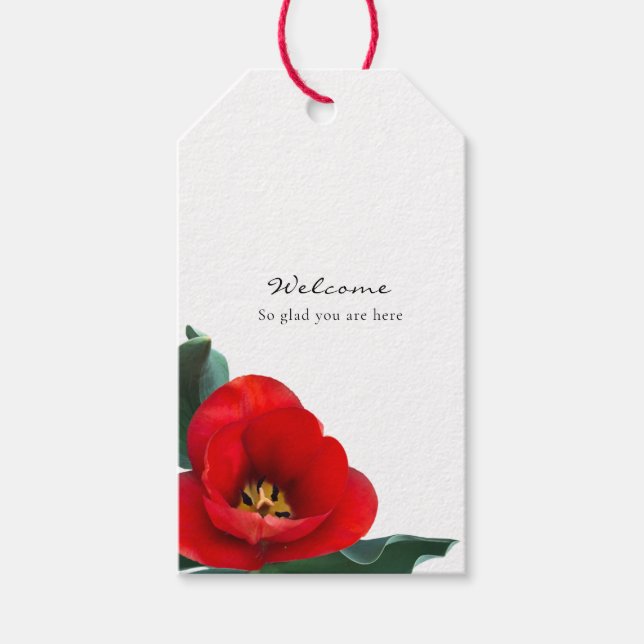 Red Tulip Double Sided Gift Tag (Front)