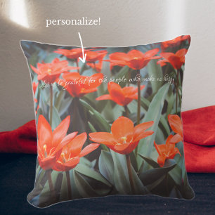 Red tulip field throw pillow