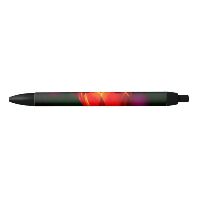 Red tulip flower black ink pen (Front)