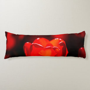 Red Tulip Flower - Fire Body Pillow