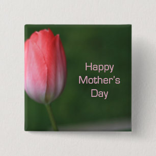 red tulip flower, happy mother's day 2 inch square button