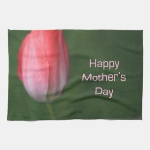 red tulip flower, happy mother's day kitchen towel