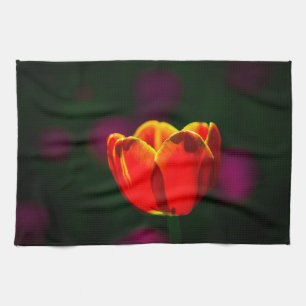 Red tulip flower kitchen towel