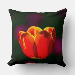 Red tulip flower throw pillow