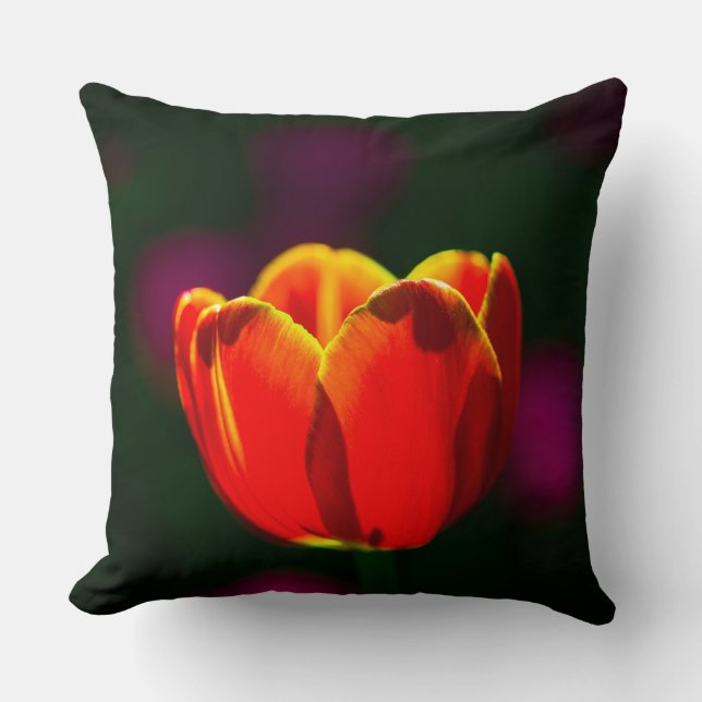 Red tulip flower throw pillow (Front)