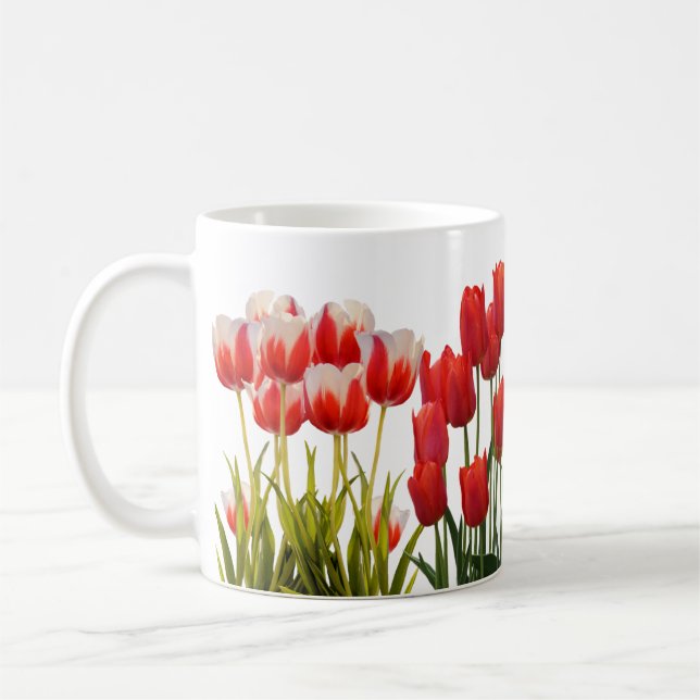 Red Tulip Flowers Coffee Mug (Left)