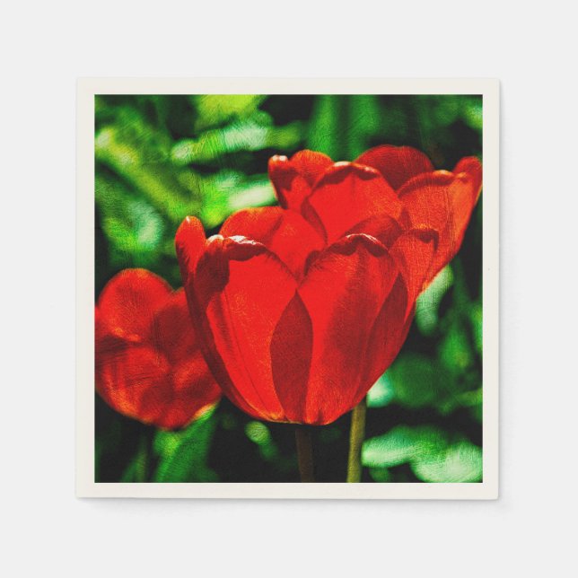 Red tulip flowers napkin (Front)