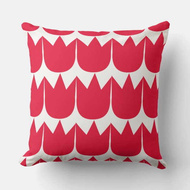 Red Tulip Garden Throw Pillow (Front)