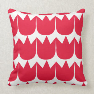 Red Tulip Garden Throw Pillow
