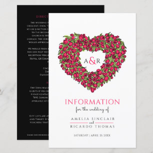 Red tulip heart wedding guest information