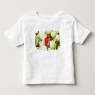 Red tulip in a field of white tulips toddler t-shirt