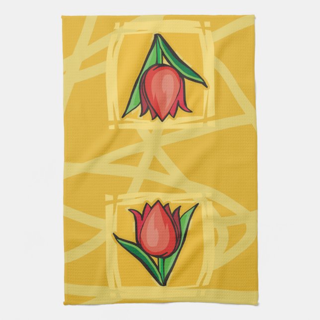 Red Tulip Kitchen Towel (Vertical)