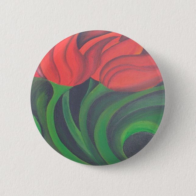Red Tulip (Left Panel) 2 Inch Round Button (Front)