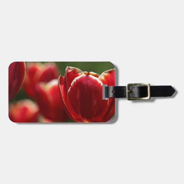 red tulip luggage tag (Front Horizontal)