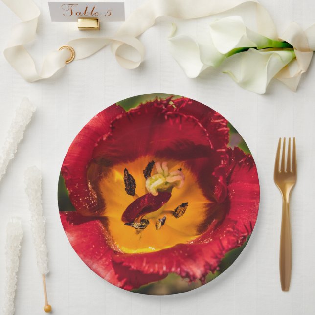 Red tulip paper plate (Wedding)