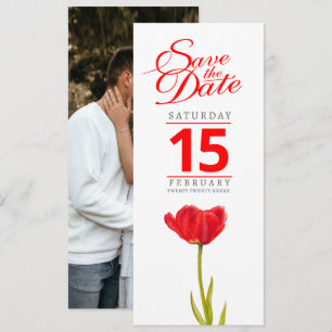 Red tulip photo wedding save the date